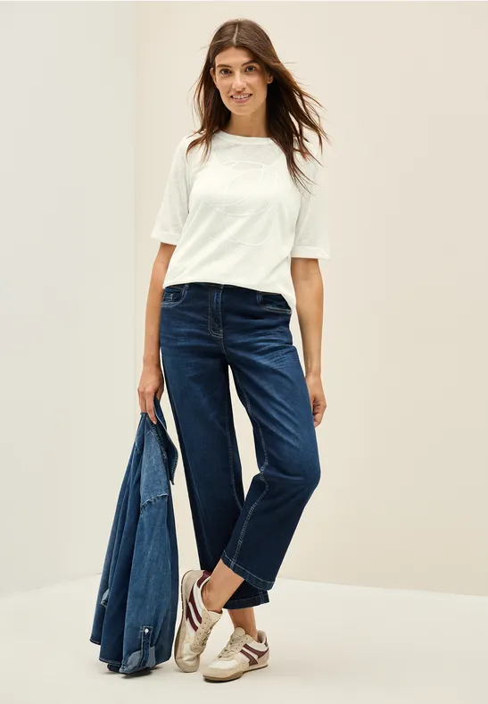 Thumbnail - Cecil Damen Shirt mit tonalem Print in Weiß, Gr: XS