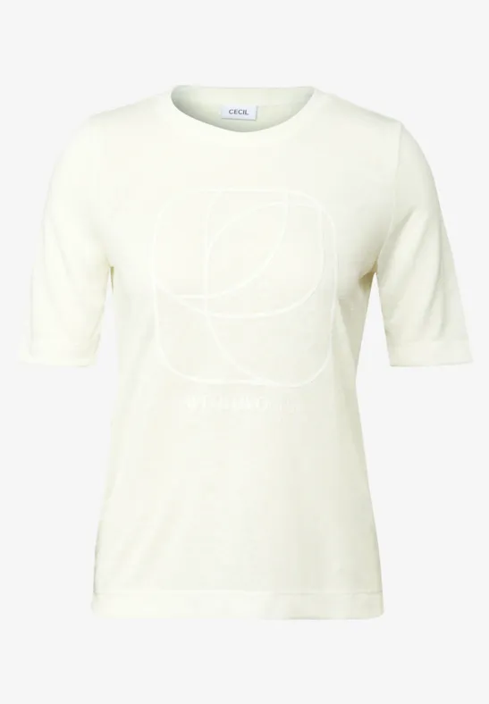 Thumbnail - Cecil Damen Shirt mit tonalem Print in Weiß, Gr: XS