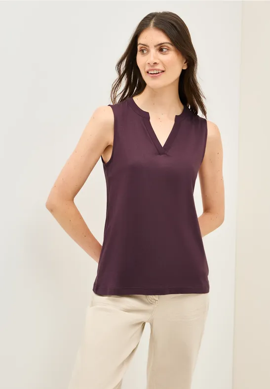cecil Split Neck Top Tunika-Stil Modal-Organic Cotton Rot