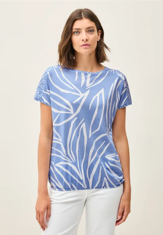 Thumbnail - Cecil Damen Print-Mix Shirt in Blau, Gr: XXL