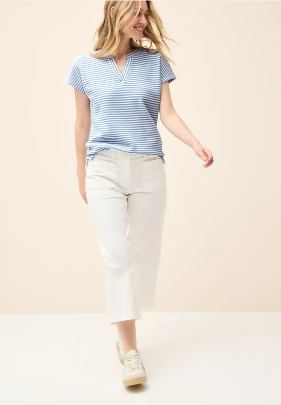 Thumbnail - Cecil Damen Gestreiftes Strukturshirt in Blau, Gr: XL