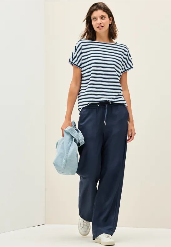 Thumbnail - Cecil Damen Gestreiftes Strukturshirt in Blau, Gr: XS