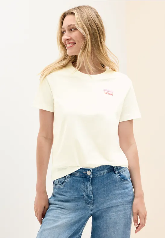 Cecil Dames Shirt met tekstdetail in Wit, Gr: XS