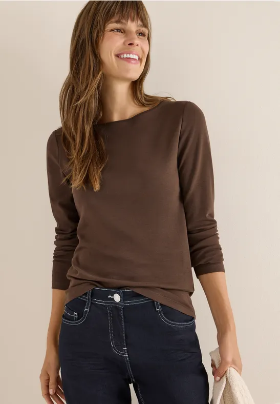 Cecil Dames Shirt met boothals in Bruin, Gr: S
