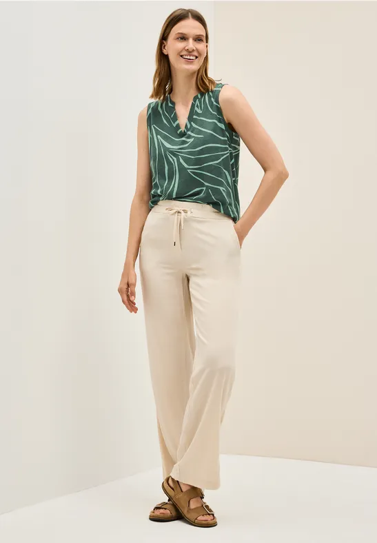Thumbnail - Cecil Damen Gemustertes Split Neck Top in Grün, Gr: XS