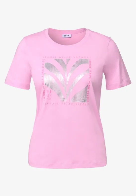 Thumbnail - Cecil Damen Shirt mit Folien-Print in Rosa, Gr: M