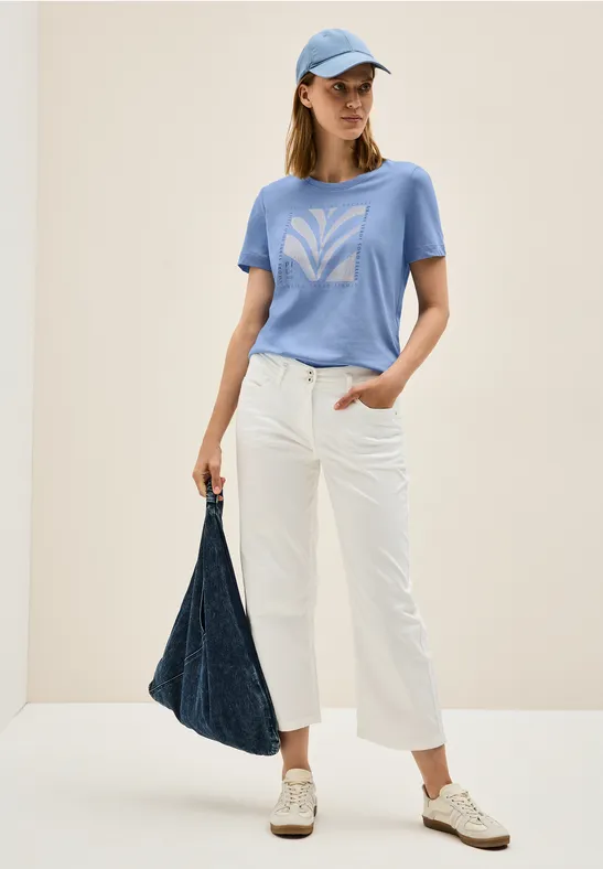 Thumbnail - Cecil Damen Shirt mit Folien-Print in Blau, Gr: M