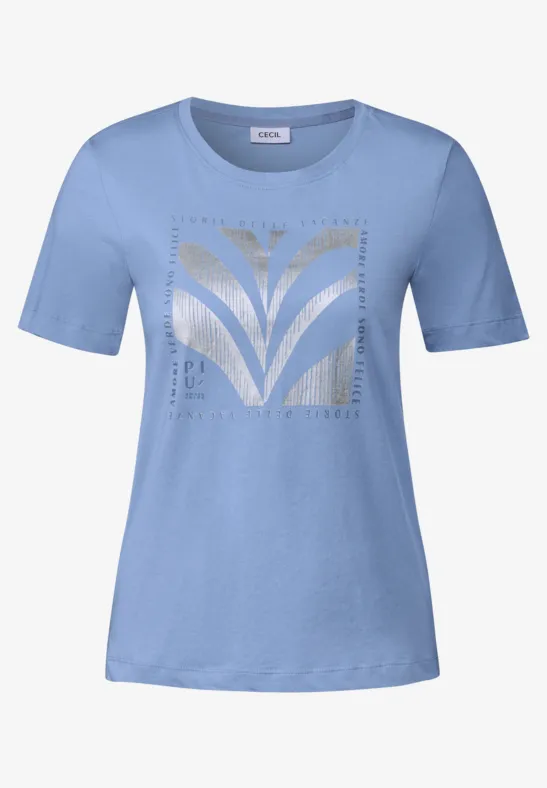 Thumbnail - Cecil Damen Shirt mit Folien-Print in Blau, Gr: M