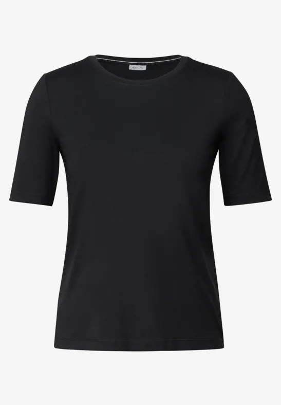 Thumbnail - Cecil Damen Basic Rundhals T-Shirt in Schwarz, Gr: XXL