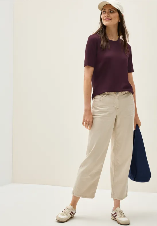 Thumbnail - Cecil Damen Basic Rundhals T-Shirt in Rot, Gr: XL