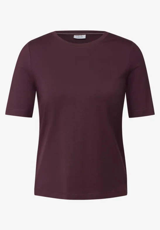 Thumbnail - Cecil Damen Basic Rundhals T-Shirt in Rot, Gr: XL