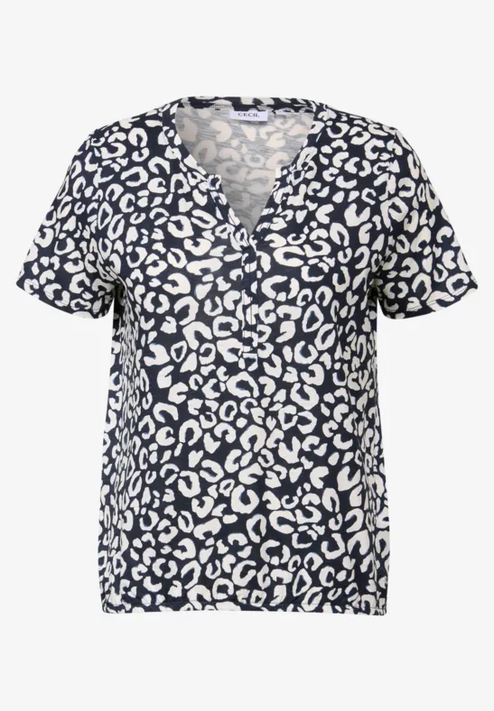 Thumbnail - Cecil Damen Leo-Shirt im Tunika-Look in Blau, Gr: S