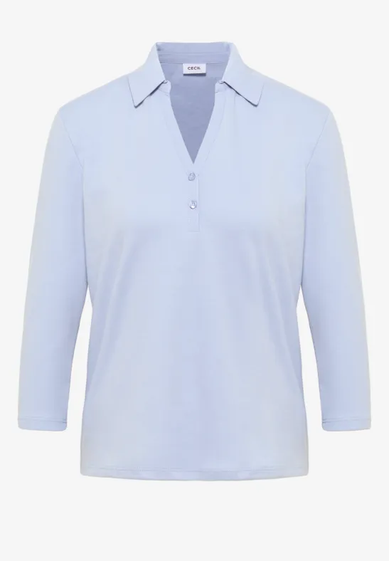 Thumbnail - Cecil Damen Poloshirt mit 3/4-Arm in Blau, Gr: XL