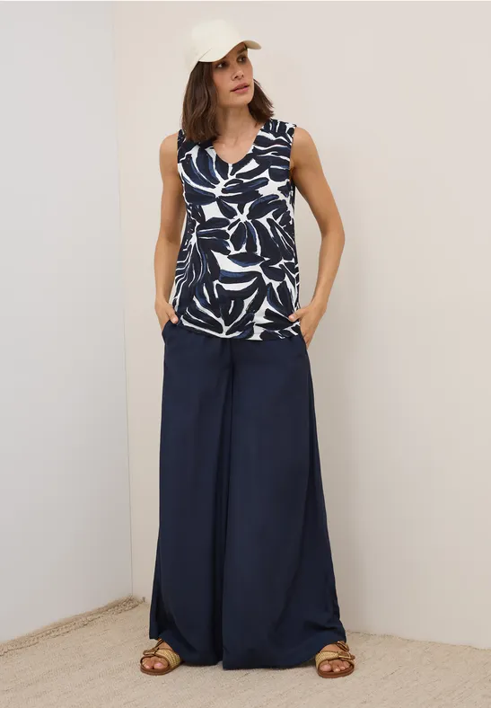 Thumbnail - Cecil Damen Top mit Smok Details in Blau, Gr: XXL