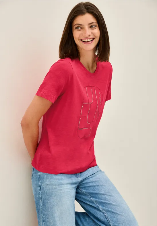 cecil T-Shirt Artwork Rundhals Baumwolle Rot