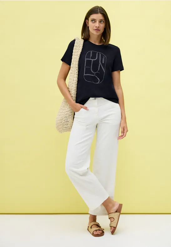 Thumbnail - Cecil Damen T-Shirt mit Artwork in Blau, Gr: M