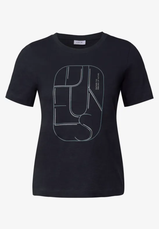 Thumbnail - Cecil Damen T-Shirt mit Artwork in Blau, Gr: M