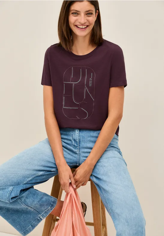 cecil T-Shirt Artwork Rundhals Baumwolle Rot