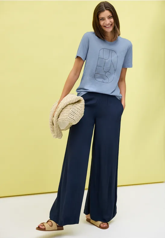 cecil T-Shirt Artwork Rundhals Baumwolle Blau