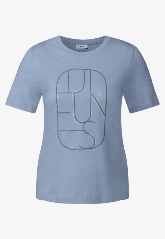 Thumbnail - Cecil Damen T-Shirt mit Artwork in Blau, Gr: L