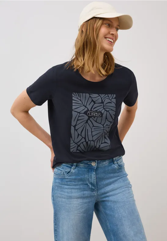 Thumbnail - Cecil Damen Shirt mit Print in Blau, Gr: M