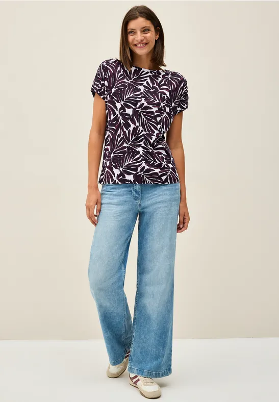 Thumbnail - Cecil Damen Print-Shirt mit Knopfdetail in Rot, Gr: M