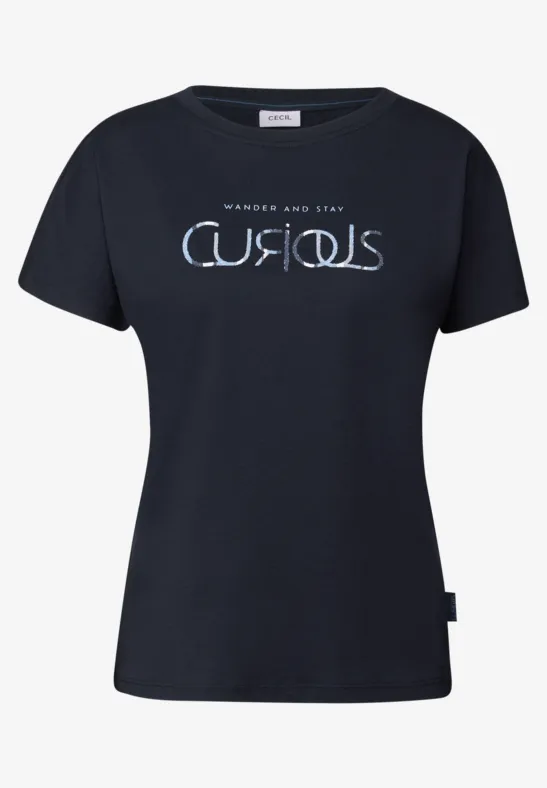 Thumbnail - Cecil Damen T-Shirt mit Wording in Blau, Gr: S