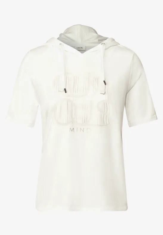 Thumbnail - Cecil Damen Kapuzenshirt mit Wording in Weiß, Gr: L