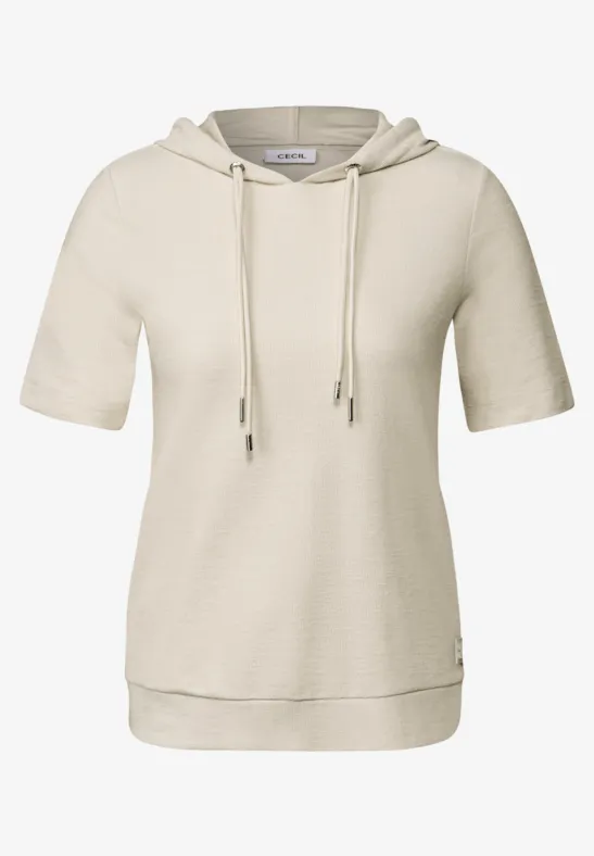 Thumbnail - Cecil Damen Bouclé Slub Kapuzenshirt in Beige, Gr: M