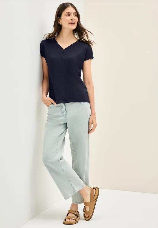 Thumbnail - Cecil Damen Shirt mit Tapedetail in Blau, Gr: 3XL