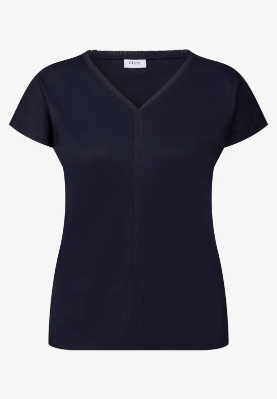Thumbnail - Cecil Damen Shirt mit Tapedetail in Blau, Gr: 3XL