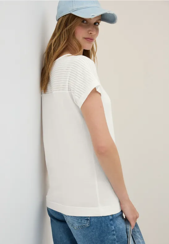 Thumbnail - Cecil Damen Shirt mit Burn-Out-Details in Weiß, Gr: XXL