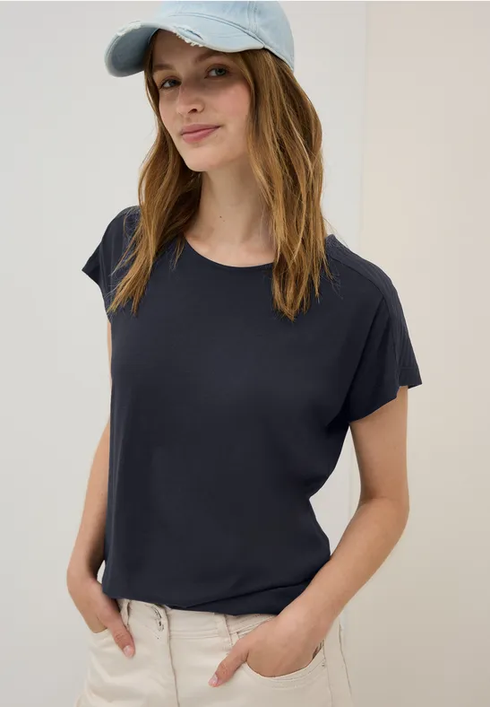 Thumbnail - Cecil Damen Shirt mit Burn-Out-Details in Blau, Gr: L