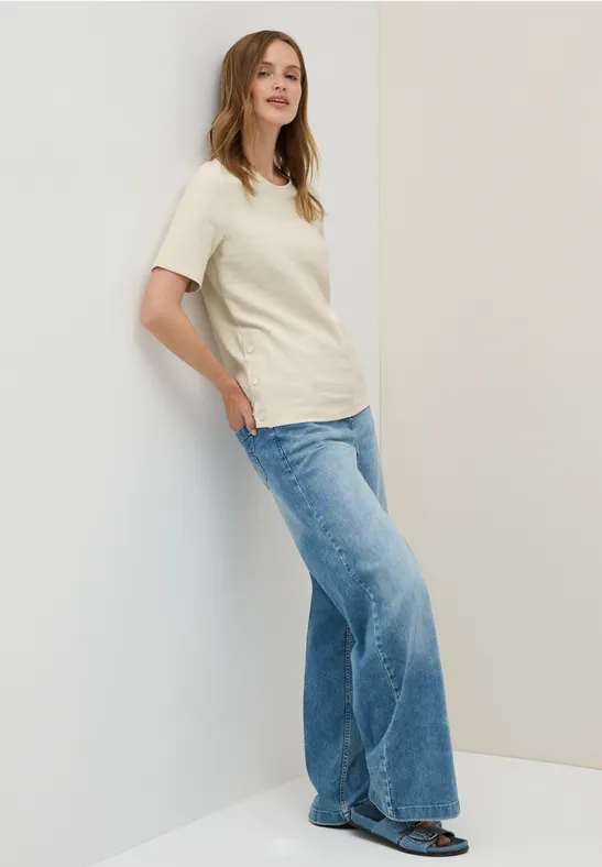 Thumbnail - Cecil Damen Bouclé Slub Shirt in Beige, Gr: XXL