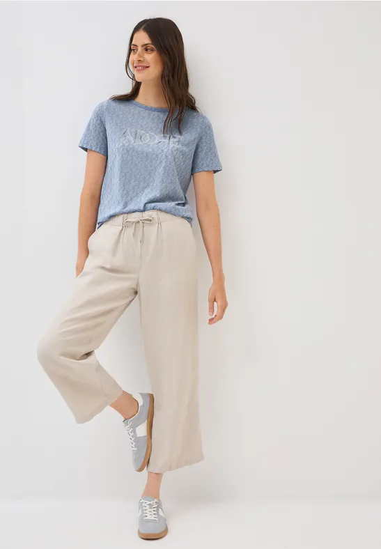 Thumbnail - Cecil Damen Ausbrenner-Shirt mit Wording in Blau, Gr: L