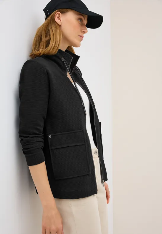 cecil Ottoman Jacke Stehkragen Taschen Baumwolle-Polyester-Esasthan Schwarz