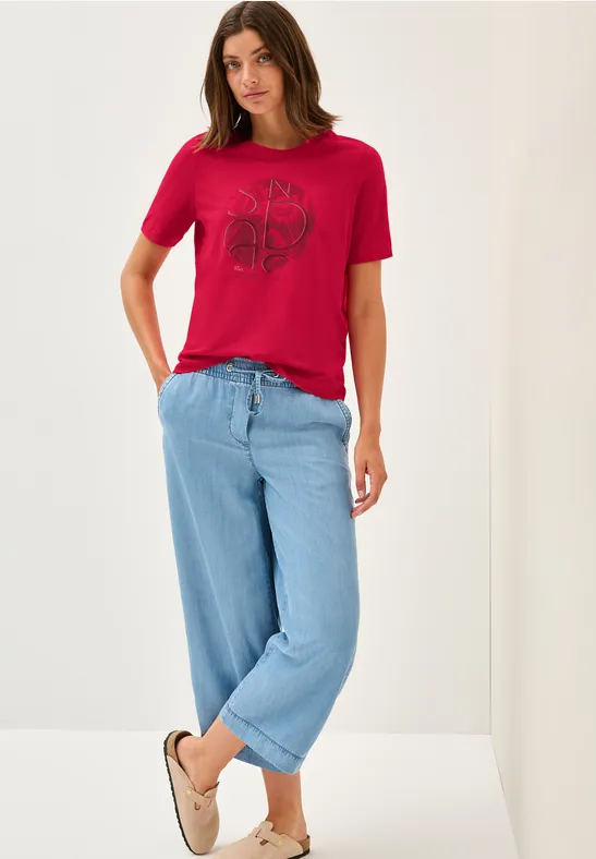 Thumbnail - Cecil Damen T-Shirt mit Artwork in Rot, Gr: XS