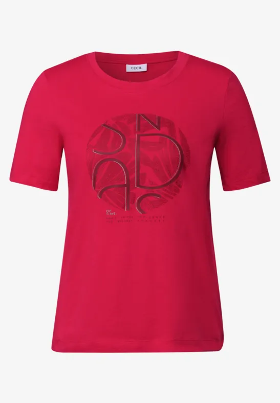 Thumbnail - Cecil Damen T-Shirt mit Artwork in Rot, Gr: XS