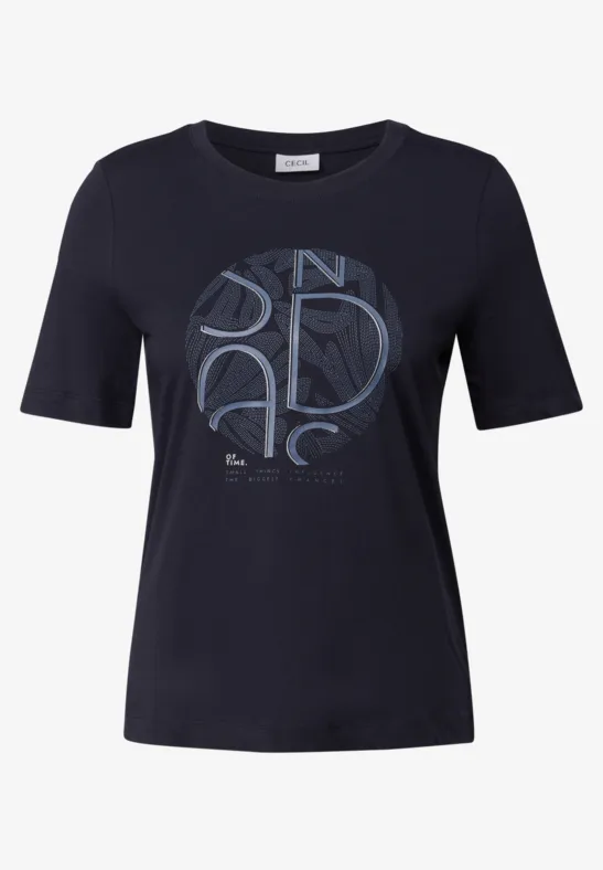 Thumbnail - Cecil Damen T-Shirt mit Artwork in Blau, Gr: S
