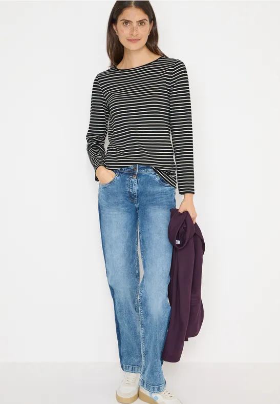 Thumbnail - Cecil Damen Gestreiftes Shirt in Schwarz, Gr: XL