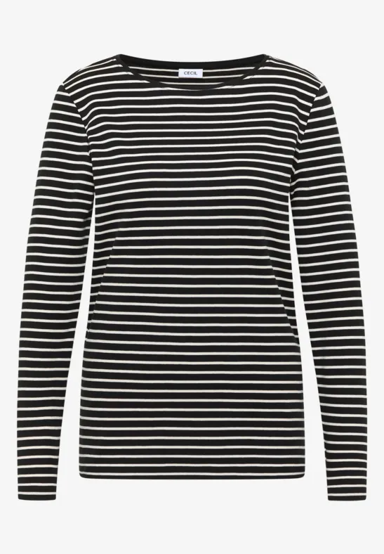 Thumbnail - Cecil Damen Gestreiftes Shirt in Schwarz, Gr: XL