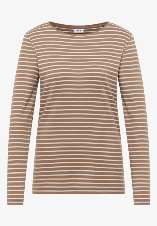 Thumbnail - Cecil Damen Gestreiftes Shirt in Braun, Gr: XXL