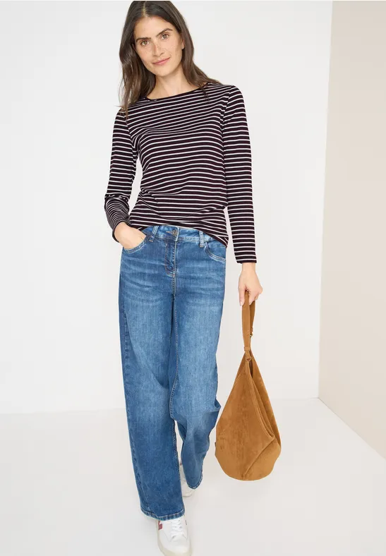 Thumbnail - Cecil Damen Gestreiftes Shirt in Rot, Gr: 3XL