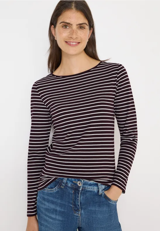 cecil Langarmshirt Streifen U-Boot Baumwolle Rot