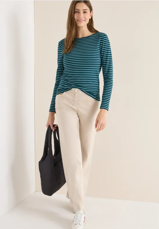 Thumbnail - Cecil Damen Gestreiftes Shirt in Grün, Gr: XXL