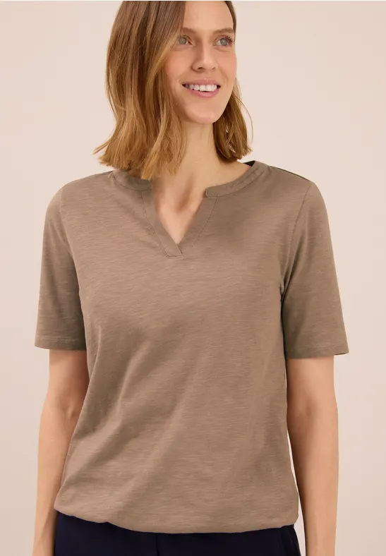 cecil Tunika Split Neck Baumwolle Braun