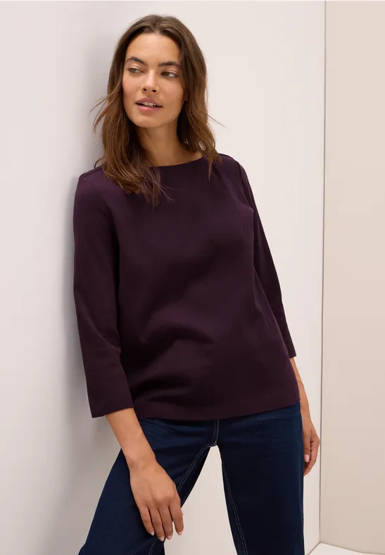 cecil Basic Ripp-Shirt U-Boot Baumwolle Rot