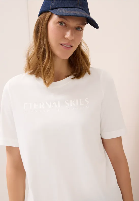 Cecil Dames Shirt met tekst artwork in Wit, Gr: L