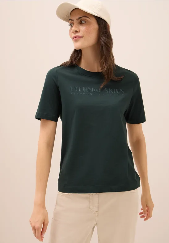 cecil T-Shirt Wording Artwork Baumwolle Grün