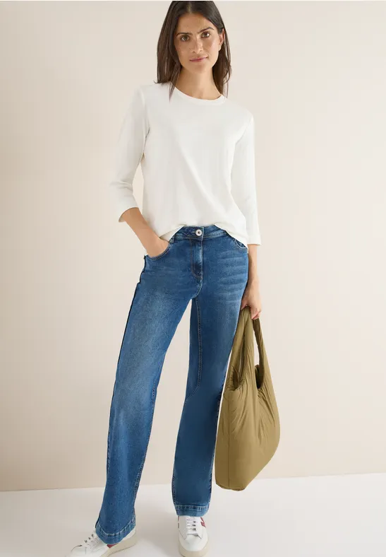 Thumbnail - Cecil Damen Shirt mit Rippstruktur in Weiß, Gr: L